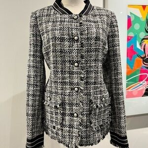 Karl Lagerfeld Black and White Houndstooth Blazer
